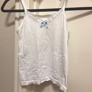 White kids Tanktop with light blue bow